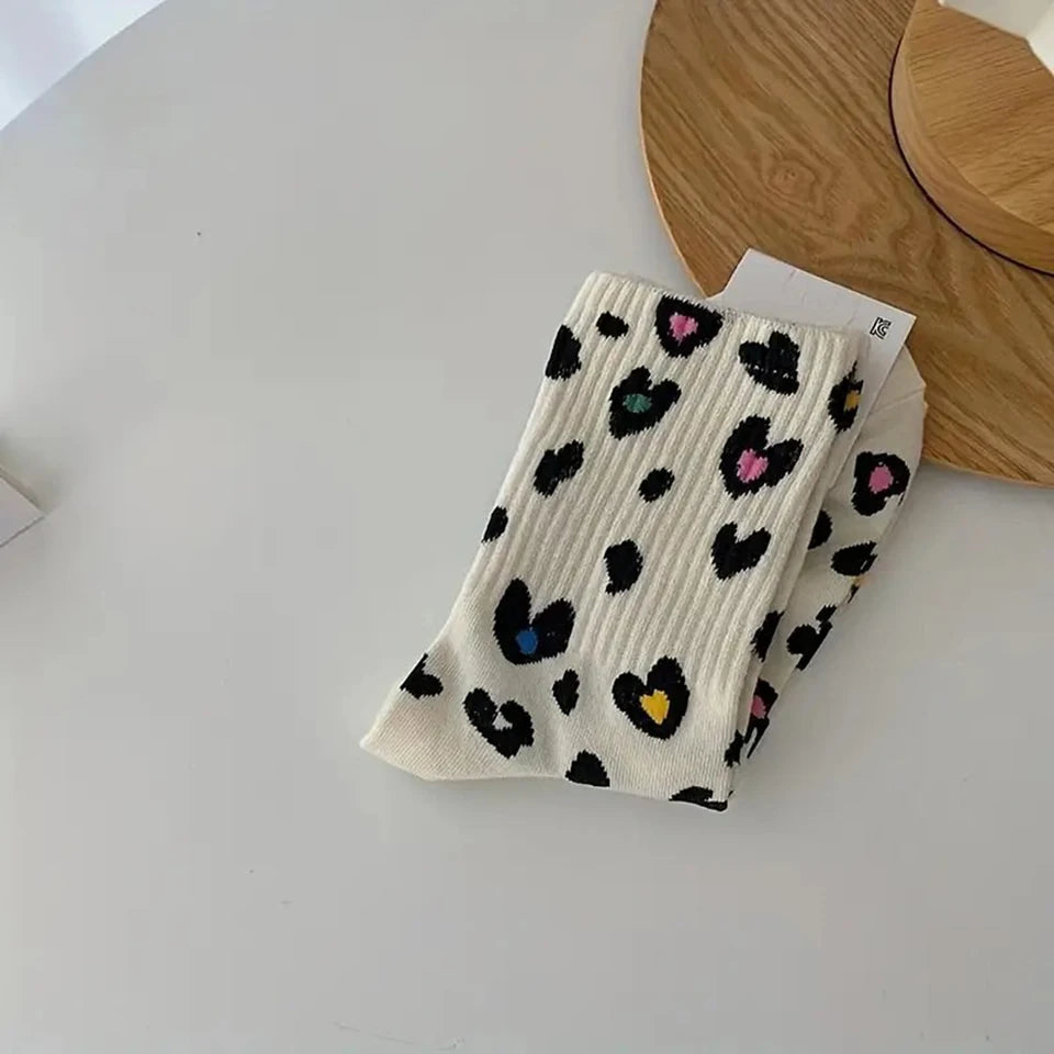 3 Pairs Women Leopard Print Mid Tube Socks Fashionable Cute Long Tube Socks That Soft Comfortable Breathable Casual Socks