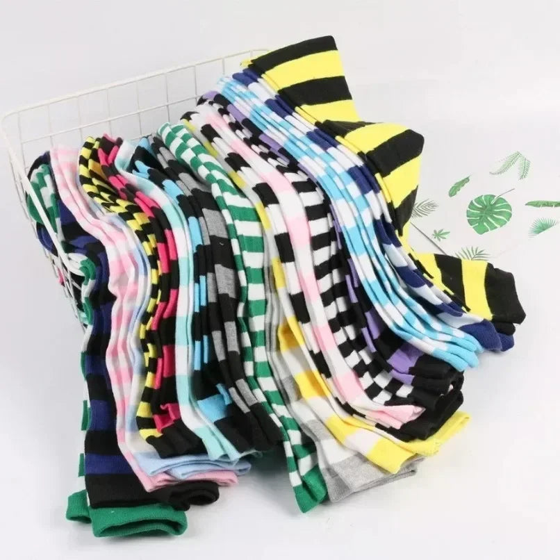 Thigh High Stockings Womens Striped Ladies Girls Black White pink Long Over Above Knee Socks femboy Cosplay Lolita Harajuku Y2k