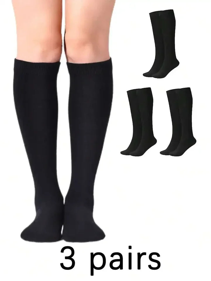 Women Over-The-Knee Socks Solid Color Comfortable Warm Casual Sports Socks