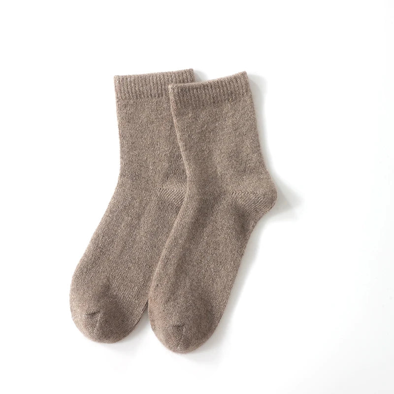 100% Cashmere Socks Women's Knitted Long Tube Socks High Elasticity Warm Straight Tube Socks Autumn Winter Mid Tube Sock