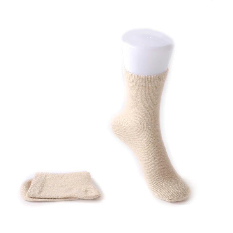 100% Cashmere Socks Women's Knitted Long Tube Socks High Elasticity Warm Straight Tube Socks Autumn Winter Mid Tube Sock