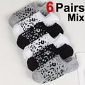 6/12 Pairs Women Leopard Print Boat Socks Fashionable Printing Soft Comfortable Sweat Absorbing Breathable Casual Socks