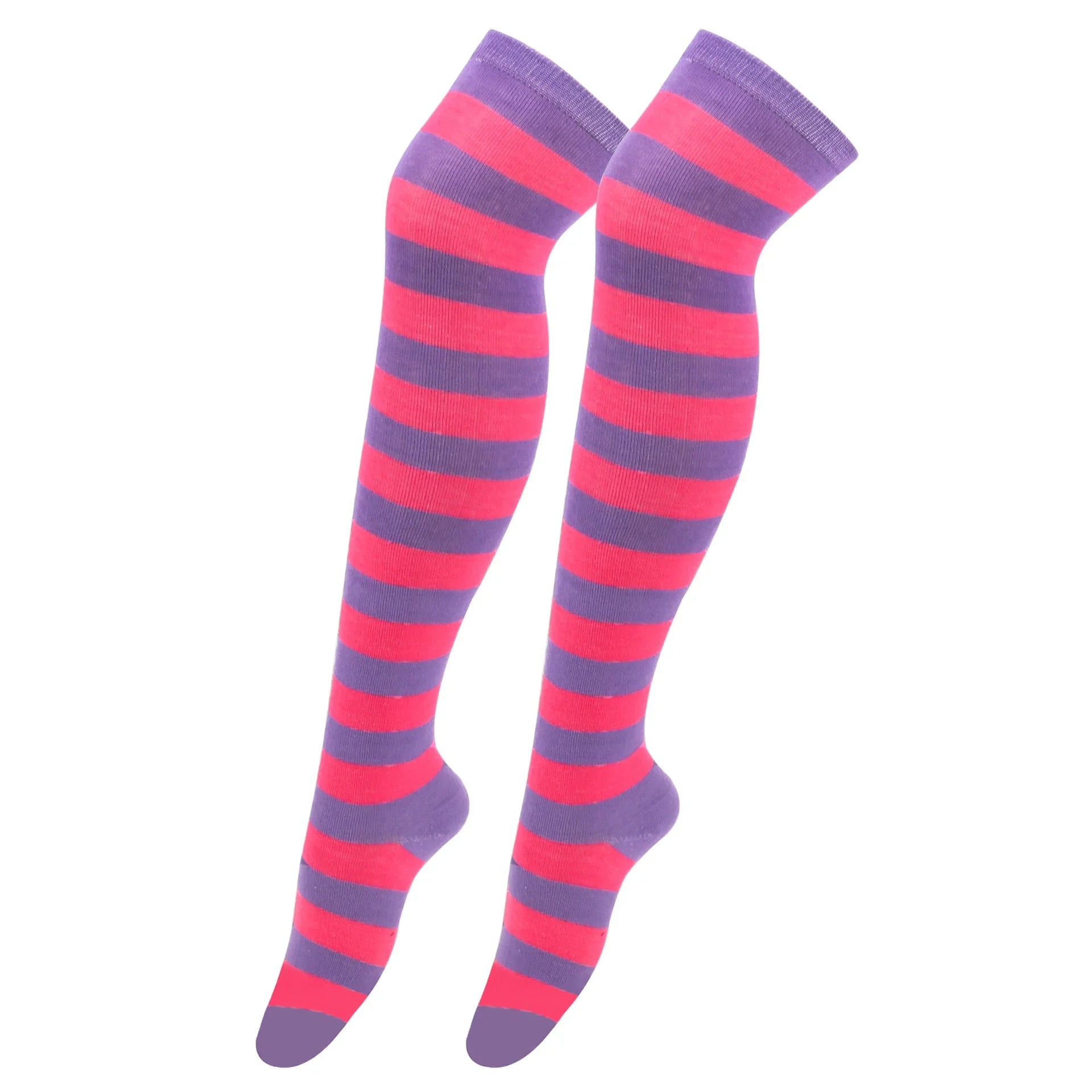 Thigh High Stockings Womens Striped Ladies Girls Black White pink Long Over Above Knee Socks femboy Cosplay Lolita Harajuku Y2k